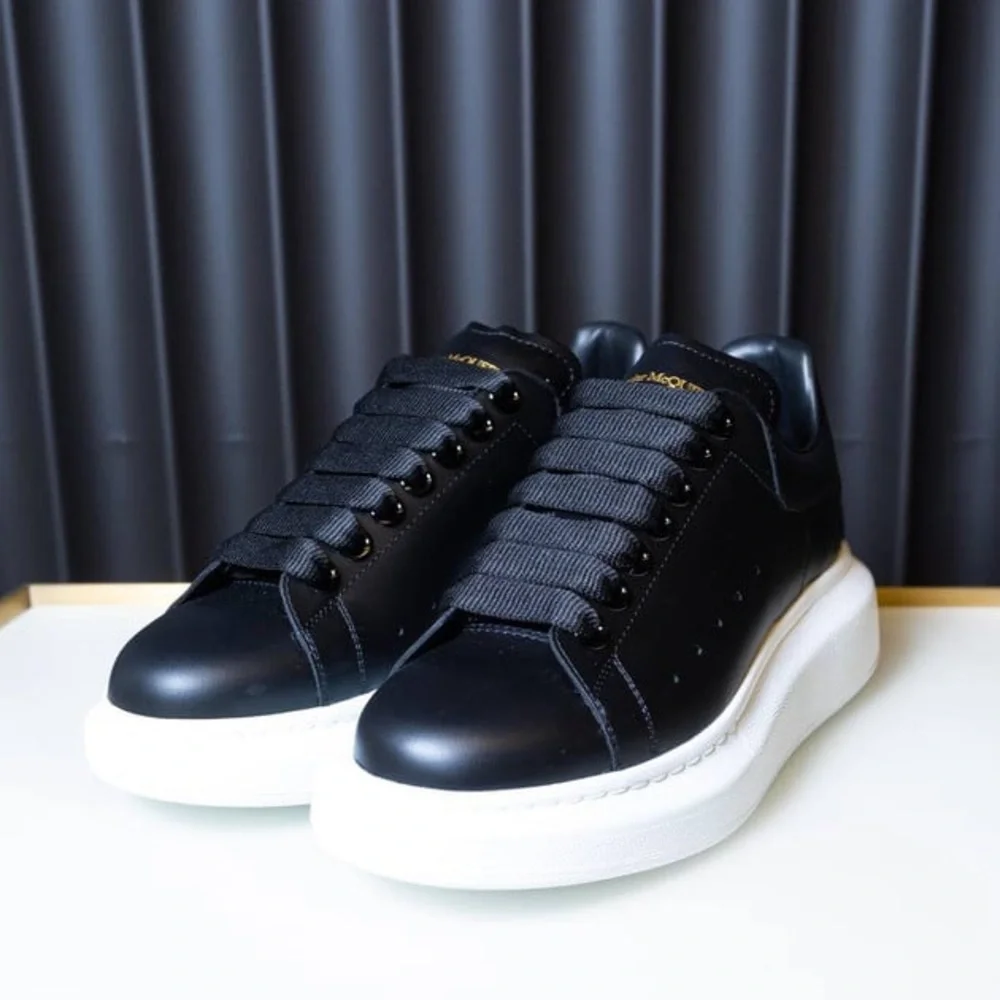 ALEXANDER MCQUEEN BLACK LEATHER OVERSIZED SNEAKERS WOMENS SIZE 6 (36) - Picture 2 of 12